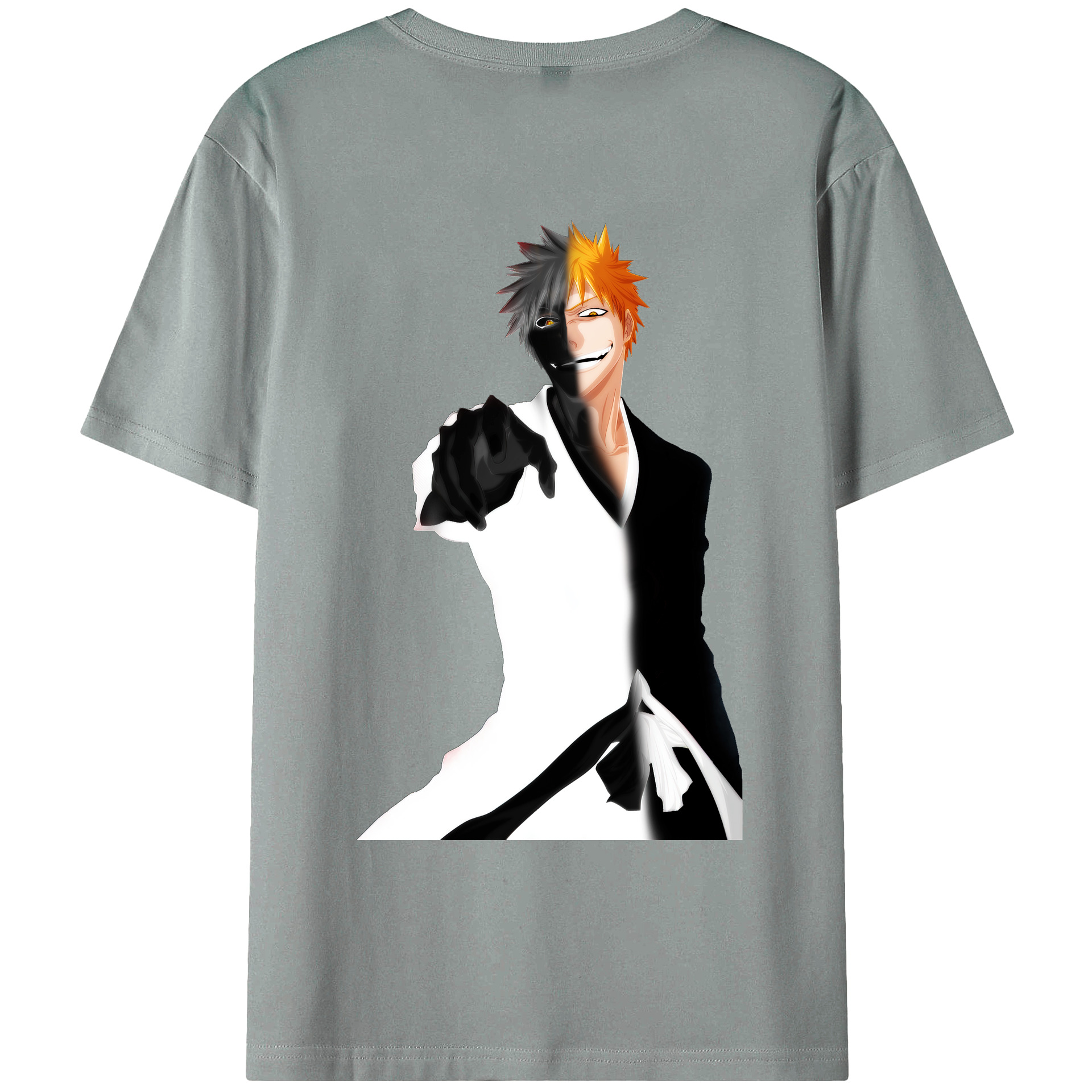 （画像用） ブリーチ 黒崎一護（くろさき いちご）BLEACH Kurosaki Ichigo 綿100％ メンズ半袖Tシャツ（バックプリント） 通気性